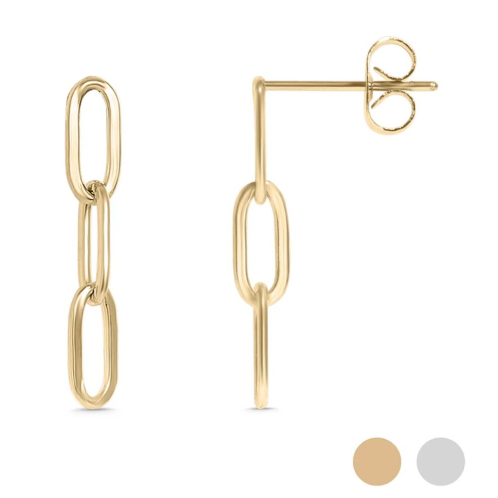 18k Gold PVD Paperclip Dangle Earrings - Nickel-free, Tarnish-free, Waterproof